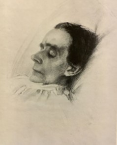 Rudolf Steiner en su lecho de muerte - dibujo a lápiz de William Scott Pyle