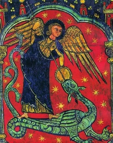 Micael y el dragon (Fragmento Frontal de San Miguel) - Maestro Soriguerola)